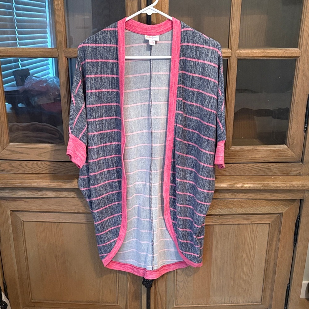 LuLaRoe Pink and Gray Cardigan